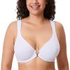 DELIMIRA Women's Front Closure Bras Posture Full Coverage Plus Size Underwire Unlined Back Support Plunge Seamless Bra B-H Cups White 38H view 3