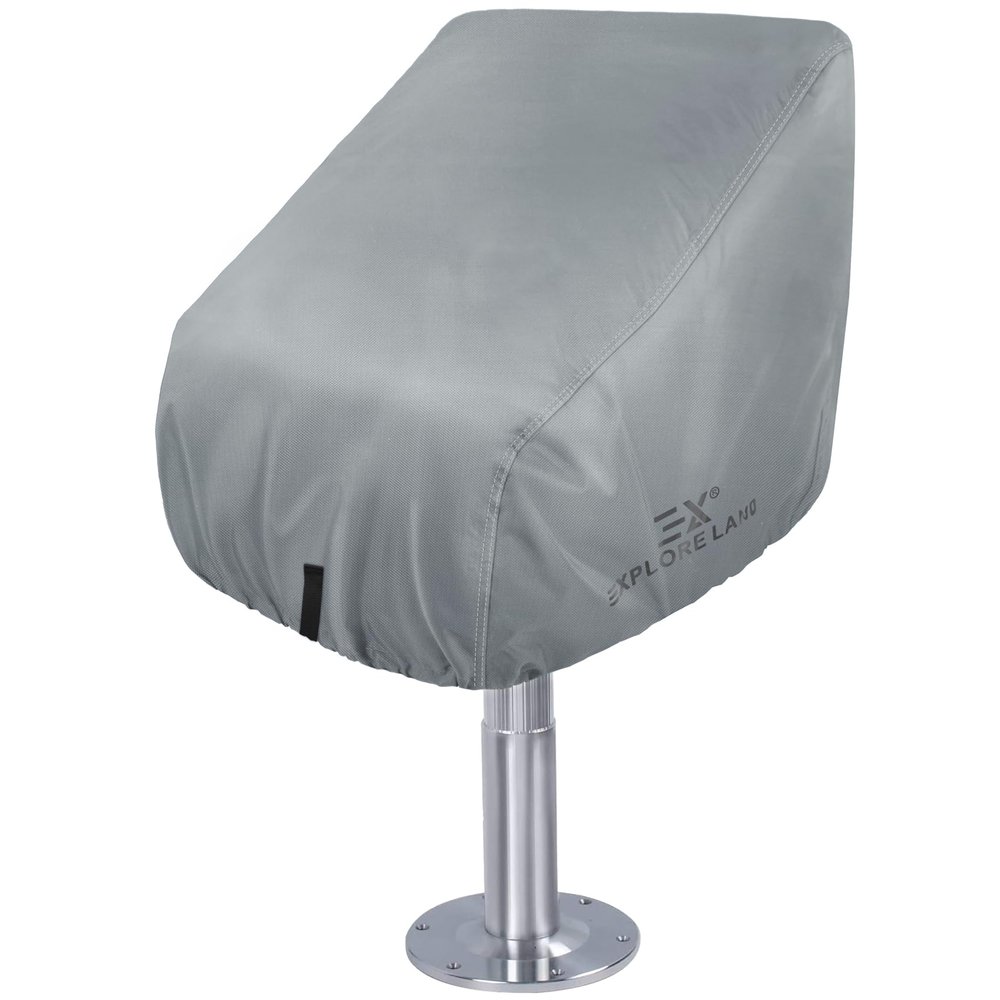 Explore Land Boat Captain Chair Cover - Waterproof 600D Heavy Duty Boat Caption Seat Cover - 24W x 22D x 24H inch, Grey
