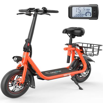 Gyroor Electric Scooter for Adults with Seat & Basket, 450W Motor, 20 Miles Range - Commuter Scooter for Grocery Shopping, Campus, Neighborhood Errands & Pet Travel