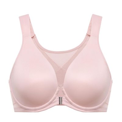 DELIMIRA Women's Front Closure Bras Posture Full Coverage Plus Size Underwire Unlined Back Support Plunge Seamless Bra B-H Cups Gentle Rose 34C