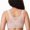 DELIMIRA Women's Front Closure Bras Posture Full Coverage Plus Size Underwire Unlined Back Support Plunge Seamless Bra B-H Cups Gentle Rose 34C view 2
