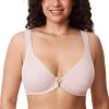 DELIMIRA Women's Front Closure Bras Posture Full Coverage Plus Size Underwire Unlined Back Support Plunge Seamless Bra B-H Cups Gentle Rose 34C view 3