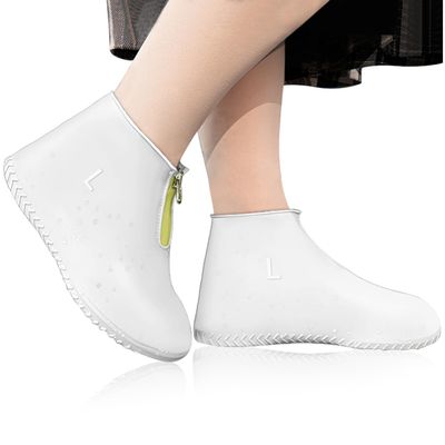 JEVRKAPZ Waterproof Shoe Covers,Upgrade Reusable Rain Shoe Galoshes with Zipper,Resistant Snow Overshoes,Foldable Shoe Protectors,Non-Slip Washable Rain Snow Bowling Travel Indoor Outdoor Overshoe