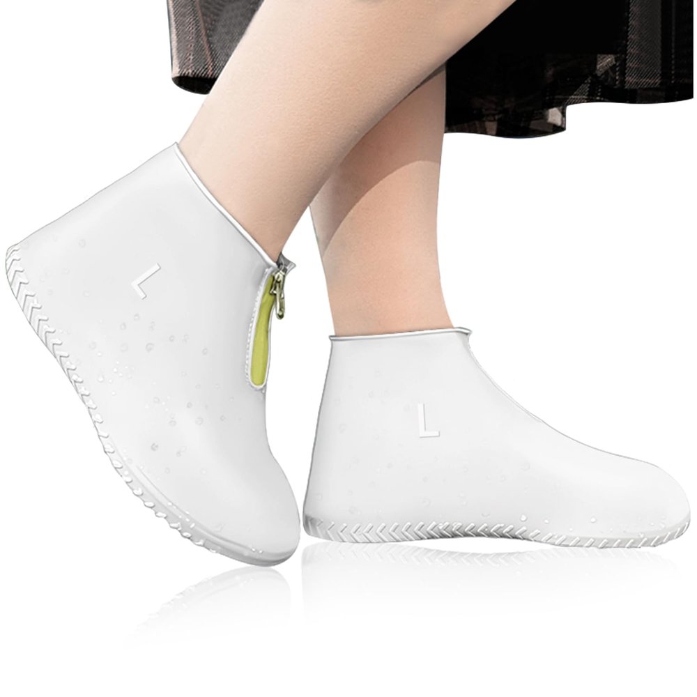 JEVRKAPZ Waterproof Shoe Covers,Upgrade Reusable Rain Shoe Galoshes with Zipper,Resistant Snow Overshoes,Foldable Shoe Protectors,Non-Slip Washable Rain Snow Bowling Travel Indoor Outdoor Overshoe