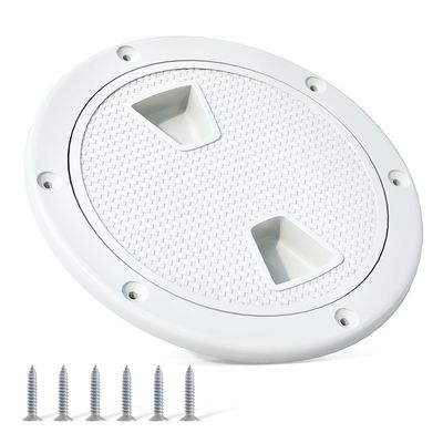 AOWEITOUR 4" 6" 8" Boat Hatch,Deck Plates for Boats,Round Non Slip Inspection Hatch,Detachable Cover, Suitable for Ships, RV, Outdoor Facilities,ABS White Plastic,Attached Screw(1 PCS)