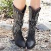 Ladmiple Boots For Women Cowboy Style Sparkly Women's Embroidered Western Cowboy Boots Knee High Stitching Almond Medium Heel Chunky Heel Pointed Toe Fashion Retro Classic Boot Pull-On view 2