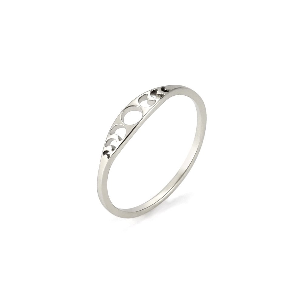 Amaxer Minimalist Phase of the Moon Rings Women Stainless Steel Moon Phase Ring Geometric Crescent Moon Finger Ring Gifts (silver, 7)