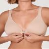 DELIMIRA Women's Front Closure Bras Posture Full Coverage Plus Size Underwire Unlined Back Support Plunge Seamless Bra B-H Cups Beige 34DD view 3