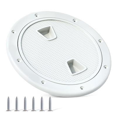 AOWEITOUR 4" 6" 8" Boat Hatch,Deck Plates for Boats,Round Non Slip Inspection Hatch,Detachable Cover, Suitable for Ships, RV, Outdoor Facilities,ABS White Plastic,Attached Screw(1 PCS)