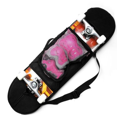 SquEqu Skateboard Bag Backpack 31'' Slim Foldable Nylon Skate Board Carry Bags with Gloves Pouch Portable Longboard Handy Storage Organizer with Adjustable Strap for Travel Outdoor Skating Skateboards