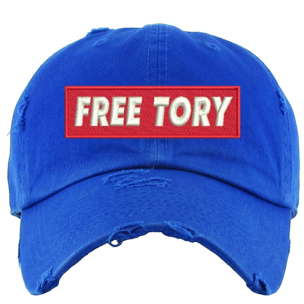 ALLNTRENDS Free Tory Dad Hat Embroidered Cotton Rapper Distressed Cap (Royal Blue)