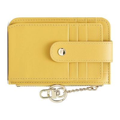ABCISI Wallet,Card Bag,Small Wallet for Women,Designer Card Holder Purse,Soft PU Leather Zipper Purses,Mini Wallet Coin Pocket,Ladies Wallet,Yellow