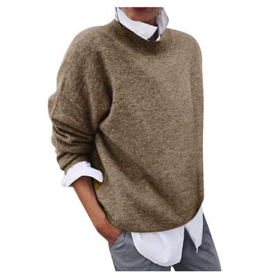 Heavy Sweater Dress Women's Color Sweater Top Long Winter Blouse Solid Holiday Sleeve Fashion Plaid (Yellow, XXXXL)