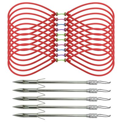 10 Pcs Slingshot Bands with 5 Pcs Slingshot Fishing Darts Slingshot Replacement Bands Tubular Fishing Arrows for Slingshot Hunting Fishing (2050)