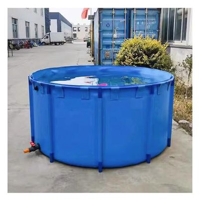 zktoermn Pool Above Ground, Round Children's Pool Canvas Fish Pond Pool Aquarium Pool Pond with Steel Frame and Drain Valve for Ponds Fish Tank Koi Goldfish (Color : Blue, Size : 1.5X0.8M/1400L)