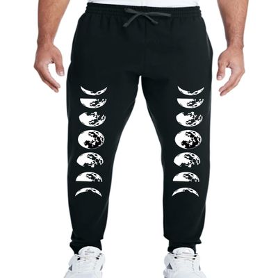 Moon Phase Printed Graphic Men's Unisex Jogger Pants casual sweatpants (XL, Black)