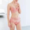 LoRier Women's Sexy Soft Floral Lace Lingerie Set See Through Unlined Underwire Sheer Bra and Panty Set Rose Pink view 3