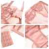 LoRier Women's Sexy Soft Floral Lace Lingerie Set See Through Unlined Underwire Sheer Bra and Panty Set Rose Pink view 4
