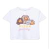 Pusheen Girls Short Sleeve T-Shirt | Young Ladies Pizza Purrty Cat White Graphic Tee | Internet Cat Cute Daywear view 1