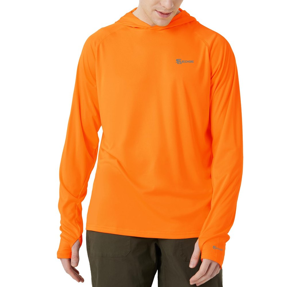 SG Edge Mens UPF 50+ Hoodie Rash Guard Shirt Long Sleeve with Thumb Holes Moisture Wicking Quick Dry Fishing Running Hiking