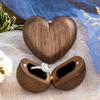 Esseur Personalized Single-Compartment Heart Shaped Wedding Ring Box, Walnut Ring Box for Wedding Proposal, Newlywed Gift for Her view 1