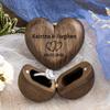Esseur Personalized Single-Compartment Heart Shaped Wedding Ring Box, Walnut Ring Box for Wedding Proposal, Newlywed Gift for Her view 2