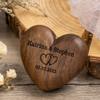 Esseur Personalized Single-Compartment Heart Shaped Wedding Ring Box, Walnut Ring Box for Wedding Proposal, Newlywed Gift for Her view 4