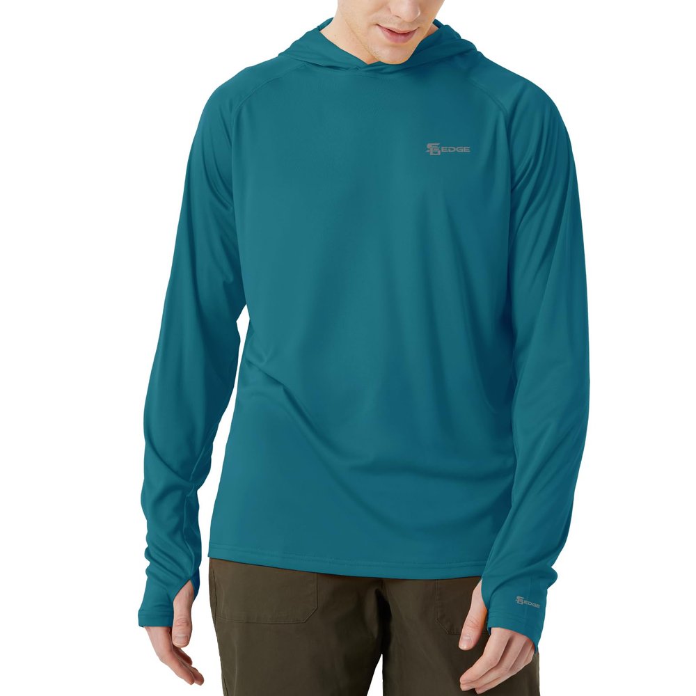 SG Edge Mens UPF 50+ Hoodie Rash Guard Shirt Long Sleeve with Thumb Holes Moisture Wicking Quick Dry Fishing Running Hiking