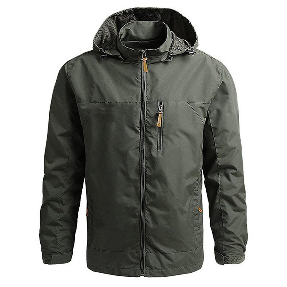 Xiaojmake Rain Coat For Men Lightweight Snow Ski Jacket Waterproof Hooded Windbreaker Full Zip Quilted Fall Light Jacket