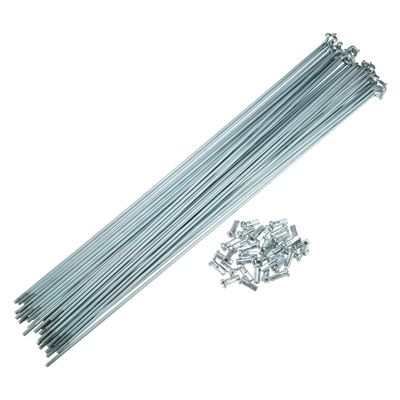 X AUTOHAUX 36 Pcs 14G J Bend 266mm x 2mm Bike Bicycle Spokes with Nipples Steel Silver Tone