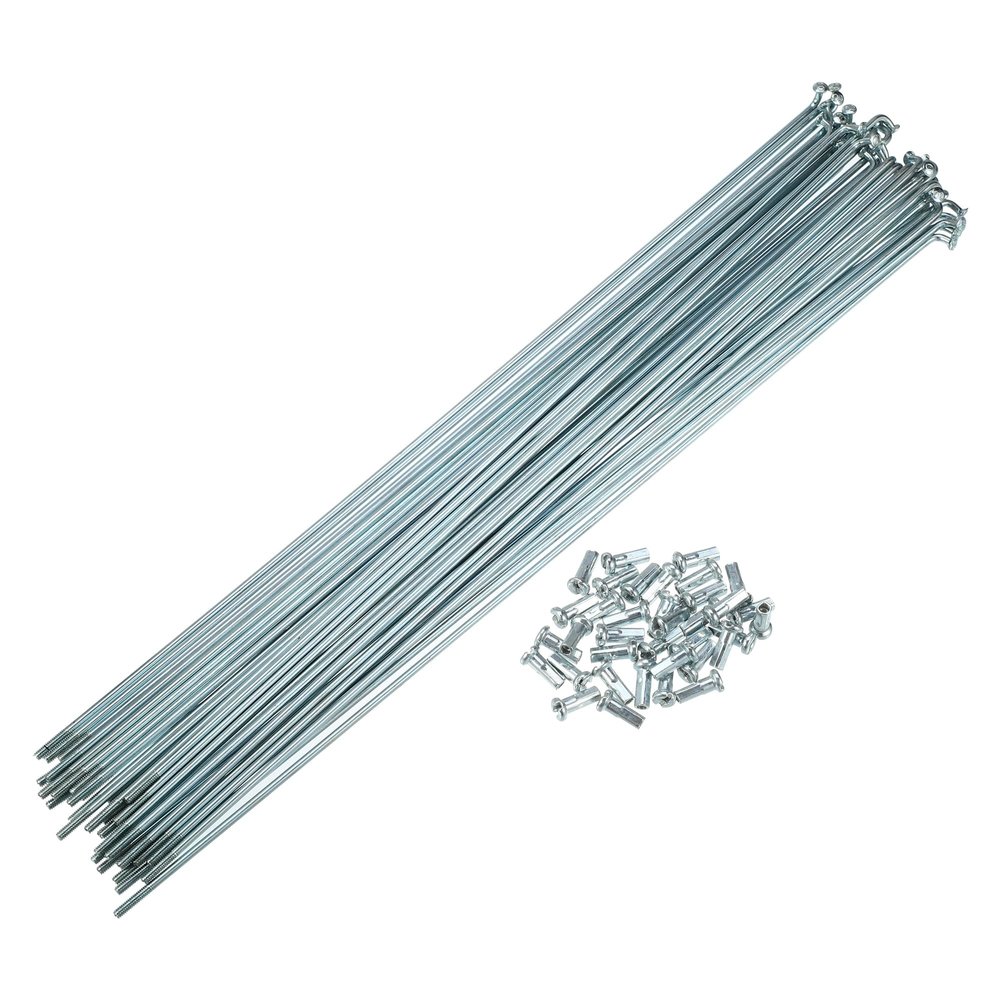 X AUTOHAUX 36 Pcs 14G J Bend 266mm x 2mm Bike Bicycle Spokes with Nipples Steel Silver Tone