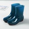 Women Shoes Short Rain Boots For Womens Ankle Rainboot Slip On Garden Boot Rubber Shoes Wedges Boats for (Green, 7.5) view 2