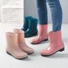 Women Shoes Short Rain Boots For Womens Ankle Rainboot Slip On Garden Boot Rubber Shoes Wedges Boats for (Green, 7.5) view 4