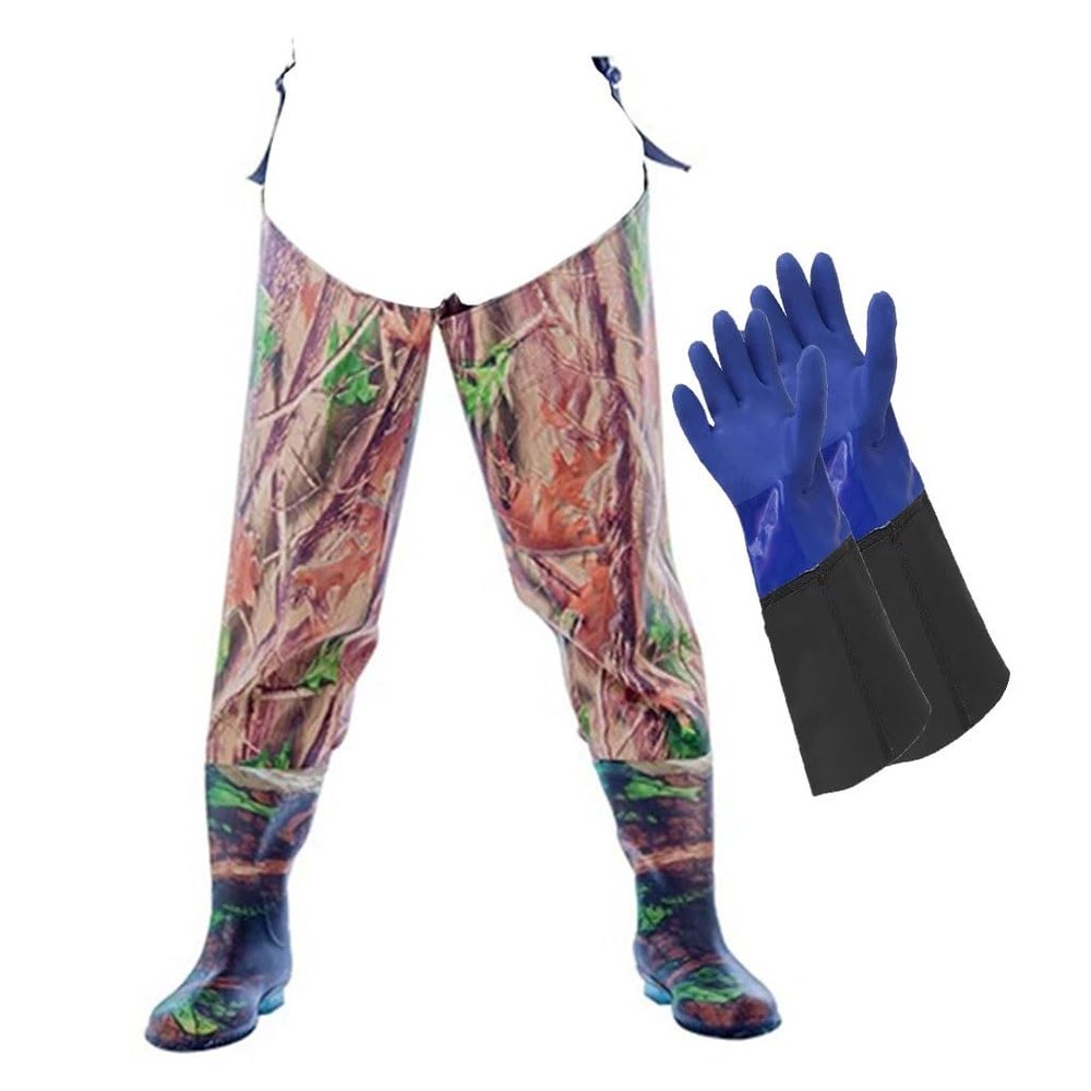 86cm High Hip Wading Boots with 46cm Long Waterproof and Anti Slip Fishing Gloves, Suitable for Fishing (Color : A1, Size : 6)