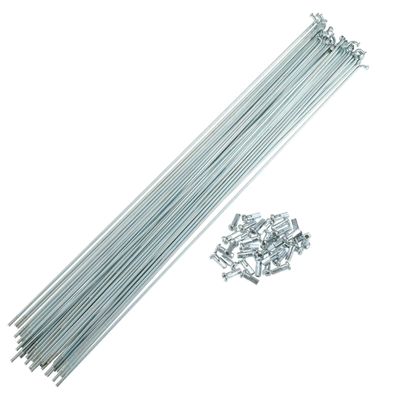 X AUTOHAUX 36 Pcs 14G J Bend 294mm x 2mm Bike Bicycle Spokes with Nipples Steel Silver Tone