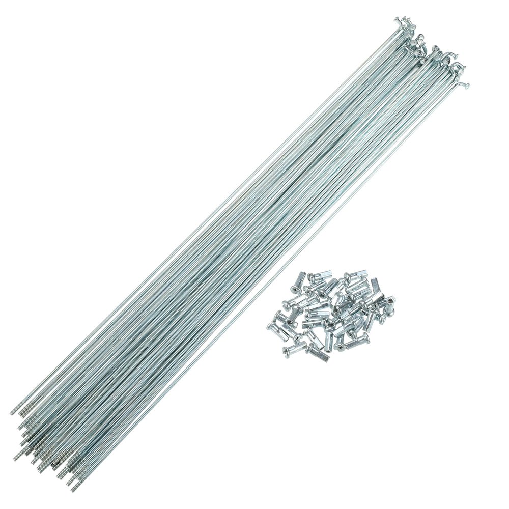 X AUTOHAUX 36 Pcs 14G J Bend 294mm x 2mm Bike Bicycle Spokes with Nipples Steel Silver Tone