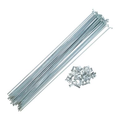 X AUTOHAUX 36 Pcs 14G J Bend 270mm x 2mm Bike Bicycle Spokes with Nipples Steel Silver Tone