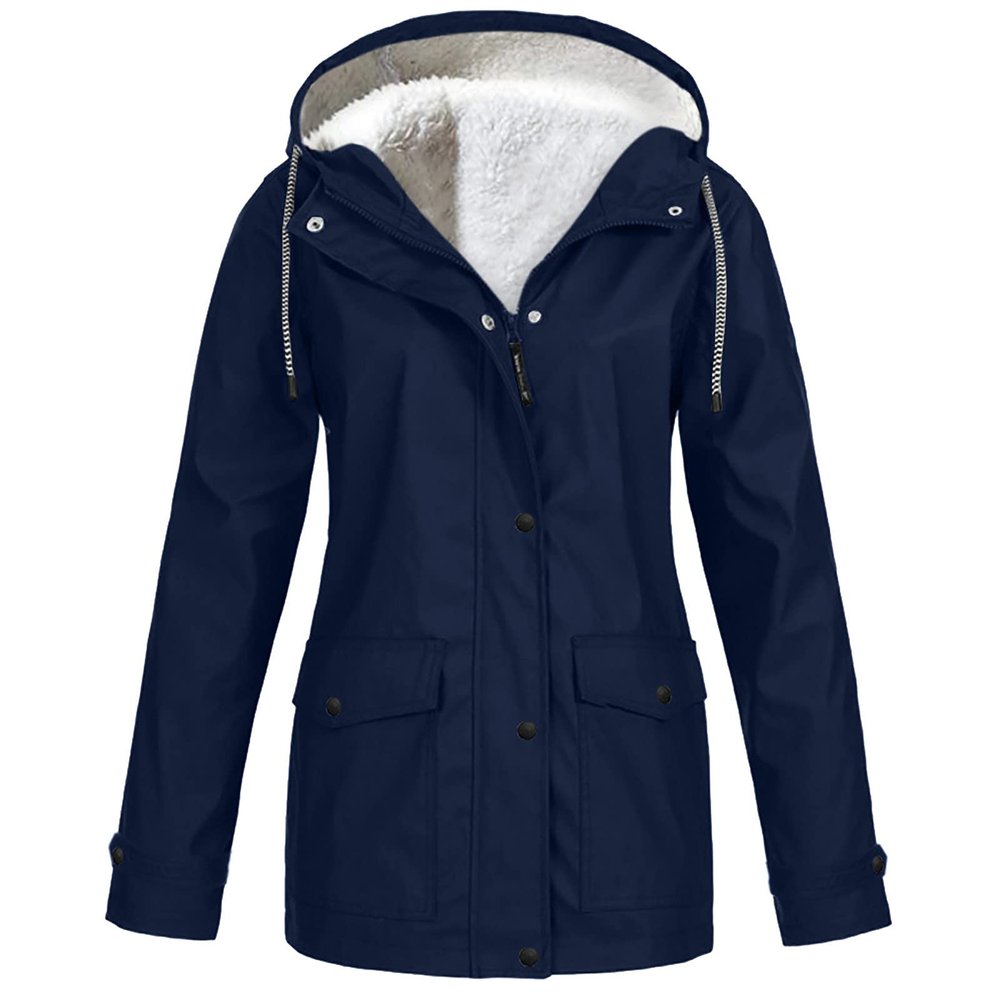 Deals of The Day Womens Winter Coats Mid Length Sherpa Lined Warm Heavy Jackets Thickened Windproof Outerwear with Fur Hood Winter Coats for Women