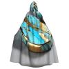 BrUgui Turquoise Marble Cloak Hooded Women Men - Hood Costume for Halloween, Hooded Cloak Parties, and Cosplay Cape view 1