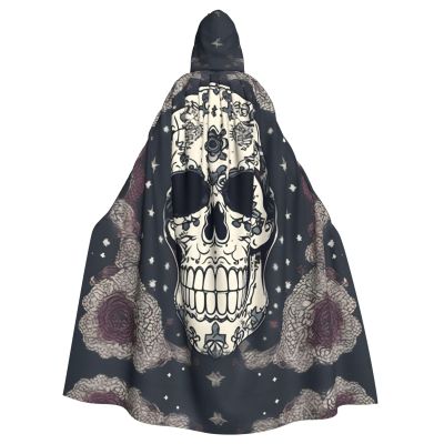BrUgui Skull Yoga and flower Cloak Hooded Women Men - Hood Costume for Halloween, Hooded Cloak Parties, and Cosplay Cape