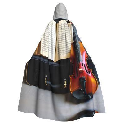 BrUgui Violin and Book Cloak Hooded Women Men - Hood Costume for Halloween, Hooded Cloak Parties, and Cosplay Cape