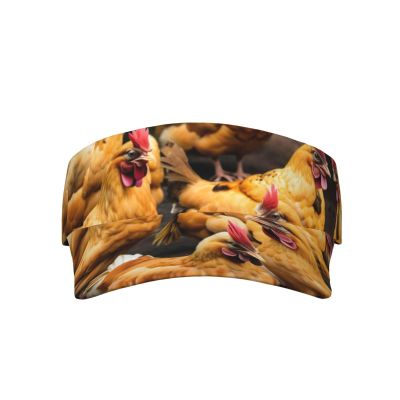 A Brood of Chickens Print Adult Sunscreen Visor Cap Sports Adjustable Sun Hat Cap for Beach Pool Golf Tennis Unisex