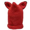 BOMHCS Unisex Knit Crochet Balaclava Hat Winter Knitted Hood Scarf Beanie Ear Warmers Cartoon Fox Cap (Standard, Large, Red) view 2