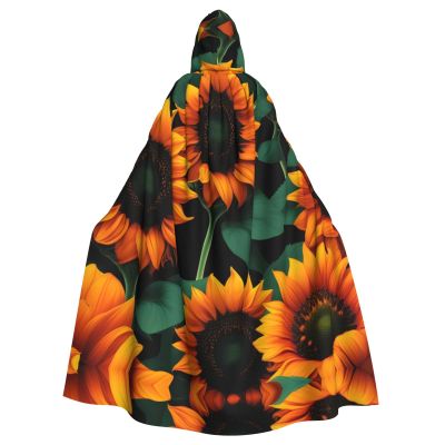 BrUgui Orange Sunflower Wallpaper Cloak Hooded Women Men - Hood Costume for Halloween, Hooded Cloak Parties, and Cosplay Cape