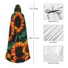 BrUgui Orange Sunflower Wallpaper Cloak Hooded Women Men - Hood Costume for Halloween, Hooded Cloak Parties, and Cosplay Cape view 3