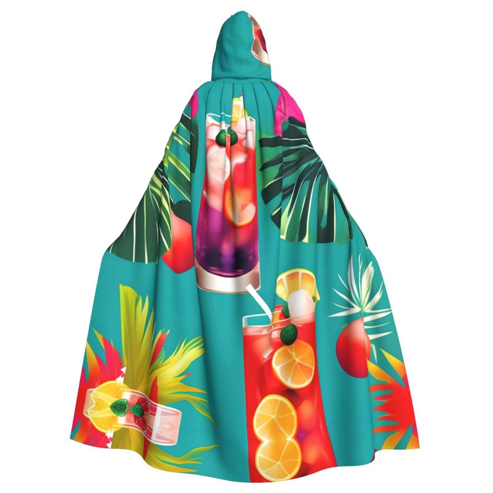 BrUgui Tropical Cocktails Cloak Hooded Women Men - Hood Costume for Halloween, Hooded Cloak Parties, and Cosplay Cape