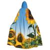 BrUgui sunflowers sun Cloak Hooded Women Men - Hood Costume for Halloween, Hooded Cloak Parties, and Cosplay Cape view 1