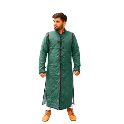 Full Length Gambeson Like Witcher Cosplay Costumes Thick Padded Quilted Armor for SCA Hema Renaissance and Play Navy Blue