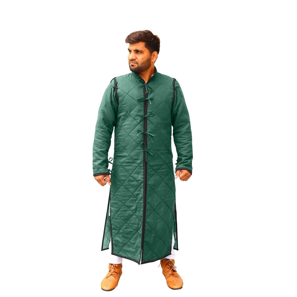 Full Length Gambeson Like Witcher Cosplay Costumes Thick Padded Quilted Armor for SCA Hema Renaissance and Play Navy Blue