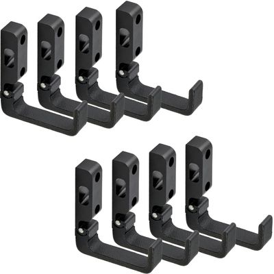 DeYoungArbeit Foldable Gun Rack Wall Mount - 2.3" Deep Vegan Leather Coated Hooks for Scoped Rifles | Secure Firearm Storage with Lock Holes & Space Saving Design (2/4/8 Pack)(Black 8-Pack)